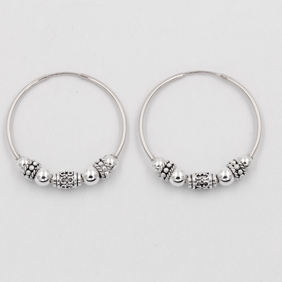 *New* Bali 925 Sterling Silver Hoop Earrings - Picture 3 of 3
